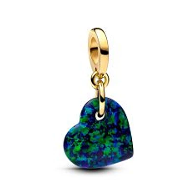 Pandora Opalescent Green Heart Gold-Plated Dangle Charm