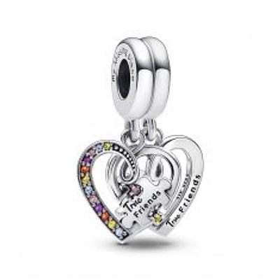 Pandora Puzzle Piece Hearts Splitable Friendship Dangle Charm