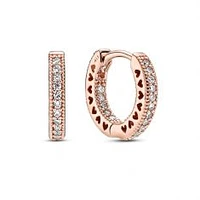 Pandora Pavé Heart Hoop Earrings, Rose Gold-Plated