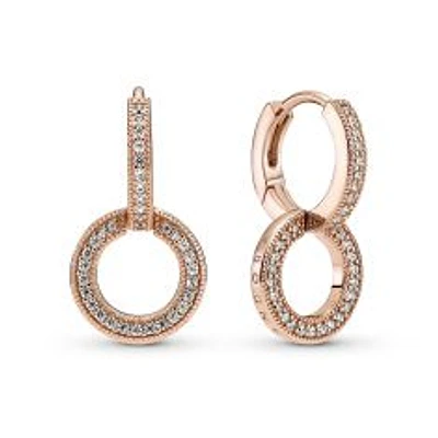 Pandora Sparkling Double Hoop Earrings, Rose Gold-Plated