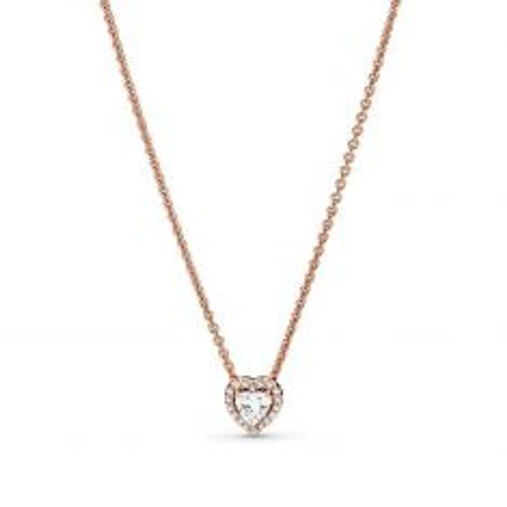 Pandora Sparkling Heart Collier Necklace, Rose Gold-Plated