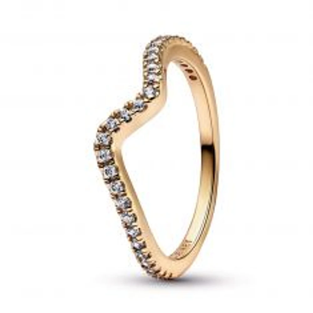 Pandora Sparkling Wave Ring | Gold-Plated