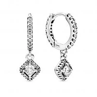 Pandora Square Sparkle Hoop Earrings