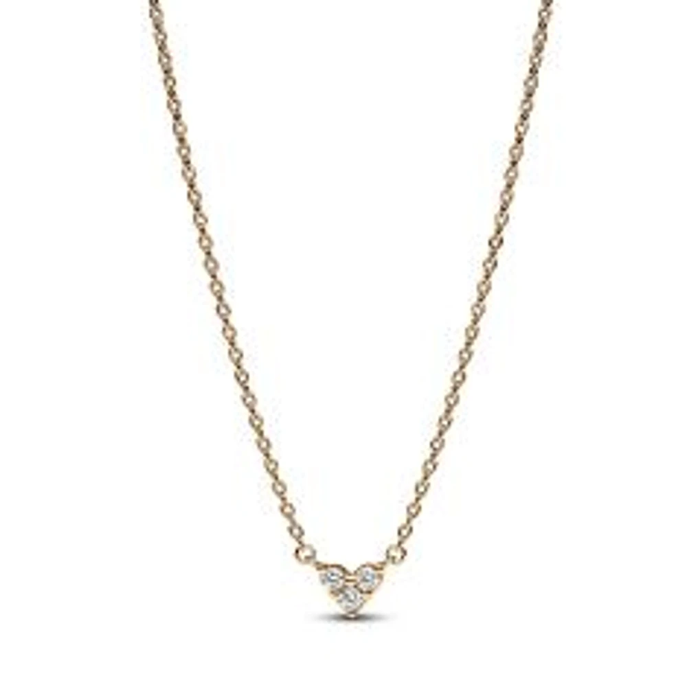 Pandora Triple Stone Heart Collier Gold-Plated Necklace