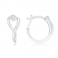 Sterling Silver Heart Huggie Hoop Earrings