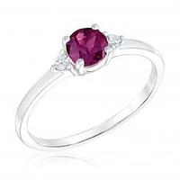 Rhodolite Garnet and Created White Sapphire Sterling Silver Ring