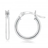 Sterling Silver 15mm Polished Hoop Earrings