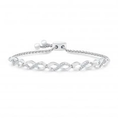 Sterling Silver Diamond Infinity Bolo Bracelet 1/6ctw