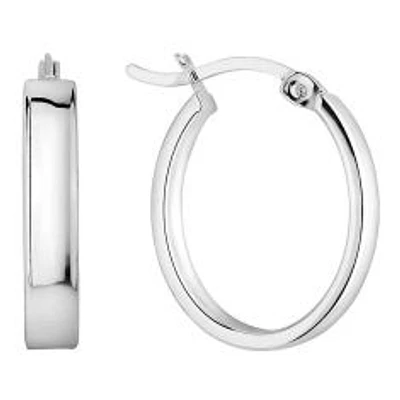 Sterling Silver Oval Polished Hoop Earrings