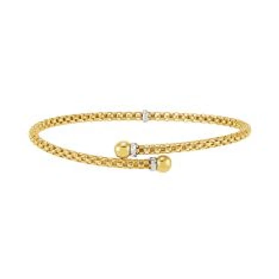 Two-Tone Gold Hollow Diamond-Cut Flex Bangle Bracelet