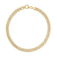 Two-Tone Semi-Solid Diamond-Cut Curb Link Chain Bracelet | 5.7mm | 8.5 Inches