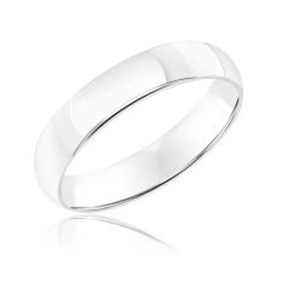 Low Dome Comfort Fit 10k White Gold Wedding Band 4mm - Size 6