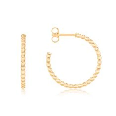 Yellow Gold Beaded Hoop Earrings