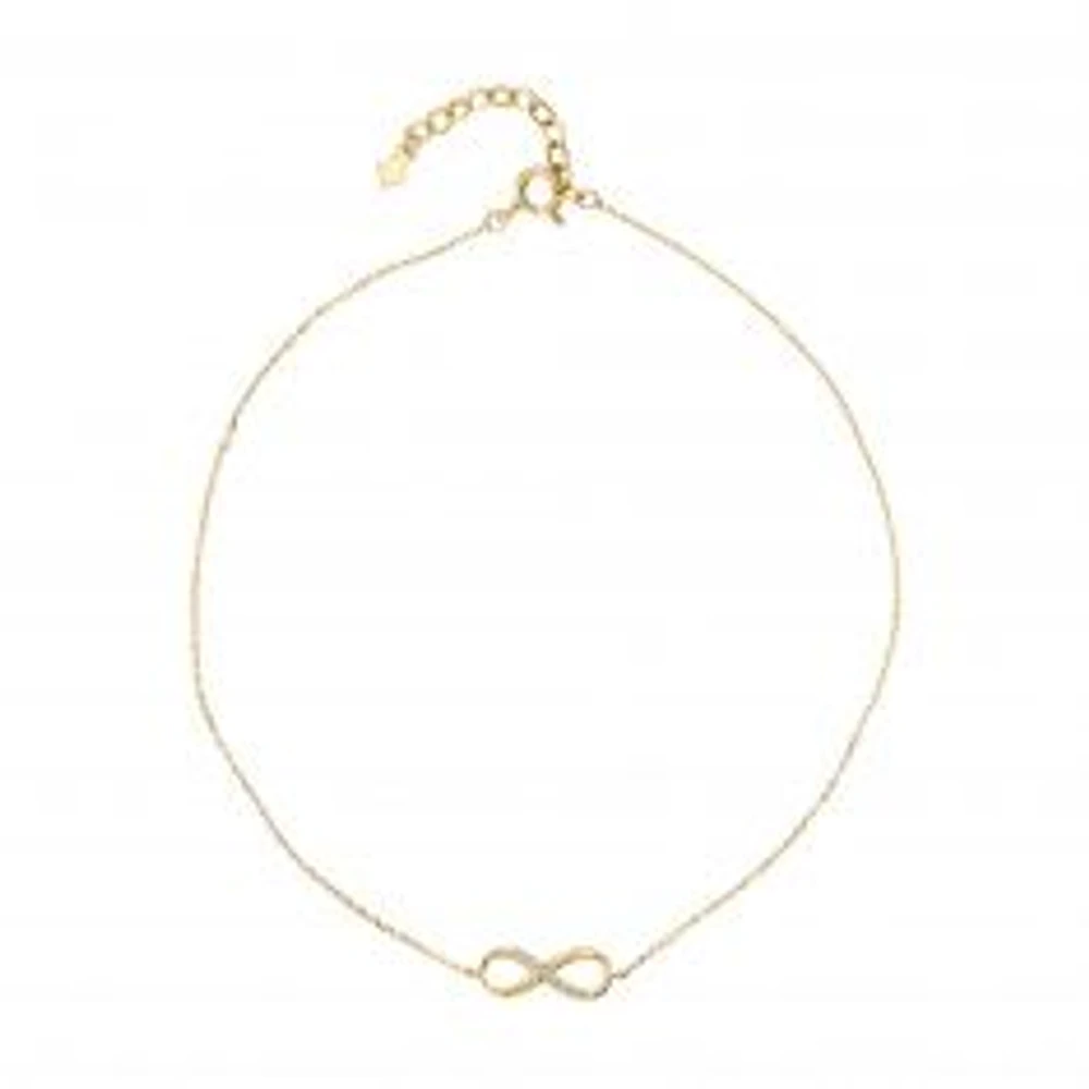 Cubic Zirconia Infinity Yellow Gold Anklet