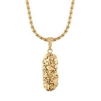 Yellow Ion-Plated Stainless Steel Nugget Textured Pendant Necklace - Men's