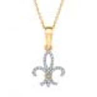 1/10ctw Diamond Fleur-de-Lis Yellow Gold Pendant Necklace