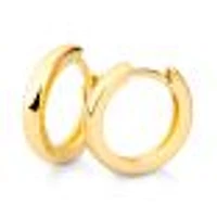 Breuning 14mm Yellow Gold Huggie Hoop Earrings