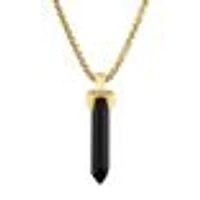 Bulova Icon Black Onyx Gold-Plated Pendant Necklace