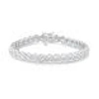 Diamond Sterling Silver Interlocking Link Bracelet 1/2ctw