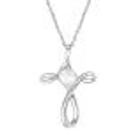 Freshwater Cultured Pearl Cross Sterling Silver Pendant Necklace