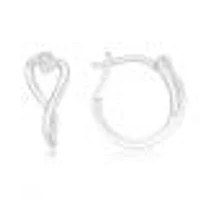 Sterling Silver Heart Huggie Hoop Earrings