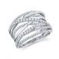 Shy Creation White Gold Crisscross Band 5/8ctw