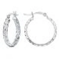 Sterling Silver Diamond Cut 20mm Hoop Earrings