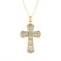 Two-Tone Ornate Cross Pendant Necklace