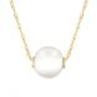 Yellow Gold Freshwater Cultured Pearl Pendant Necklace