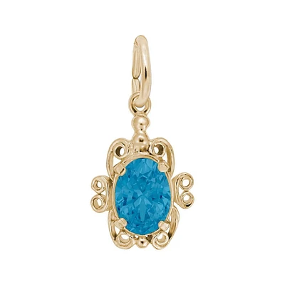 10k Yellow Gold December Birthstone Flat Charm