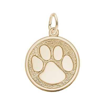 10k Yellow Gold Paw Print Flat Charm