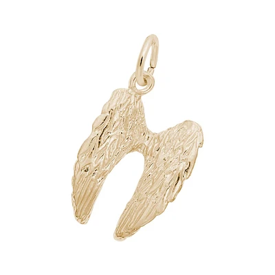 14k Yellow Gold Angel Wings 3D Charm