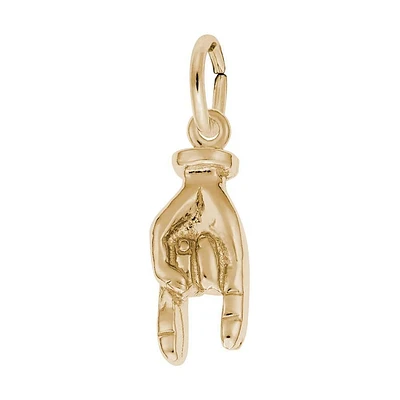 14k Yellow Gold Good Luck Hand 3D Charm