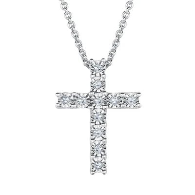 1/15ctw Diamond Cross Sterling Silver Pendant Necklace