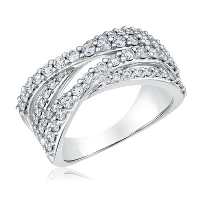 1 1/4ctw Lab Grown Diamond Crossover White Gold Ring