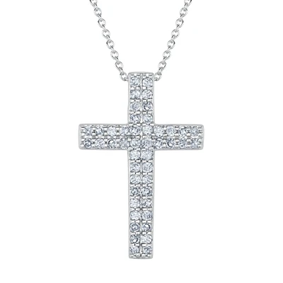 1/2ctw Diamond Cross White Gold Pendant Necklace