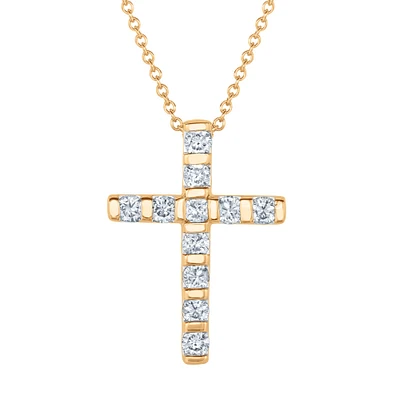 1/2ctw Diamond Cross Yellow Gold Pendant Necklace