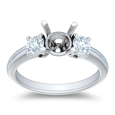 1/2ctw Diamond Three-Stone Platinum Engagement Ring Setting