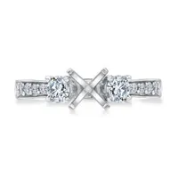 1/2ctw Diamond Three-Stone White Gold Engagement Ring Setting