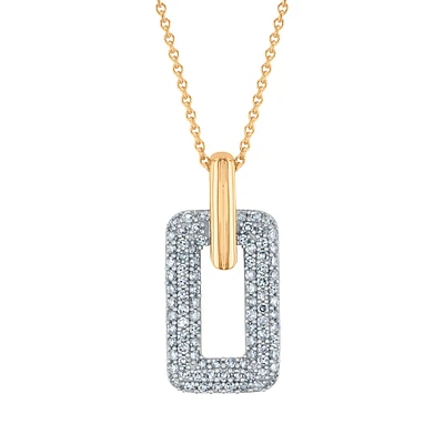 1/3ctw Diamond Yellow Gold Rectangle Pendant Necklace