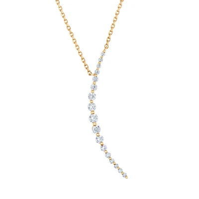 1/3ctw Round Diamond Yellow Gold Y Necklace