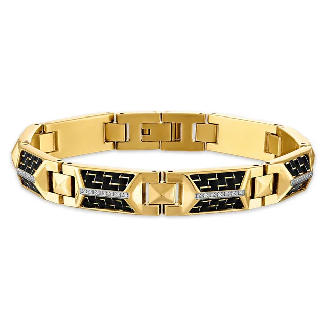 Esquire Men's Jewelry Black Diamond Leather Bracelet