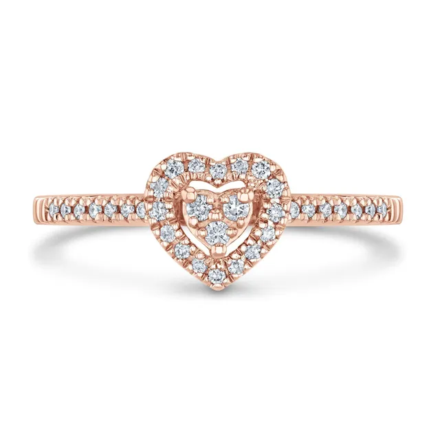 Effy Bella Bleu 14K Rose Gold Blue and White Diamond Heart Ring