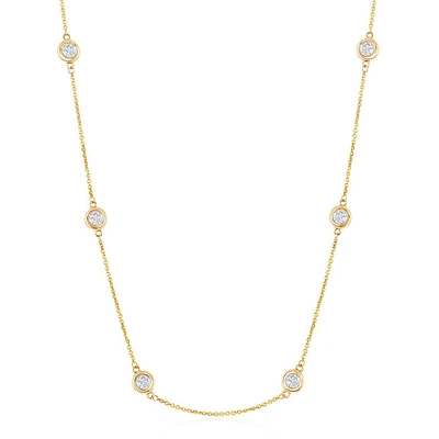 1ctw Diamond Station Yellow Gold Necklace