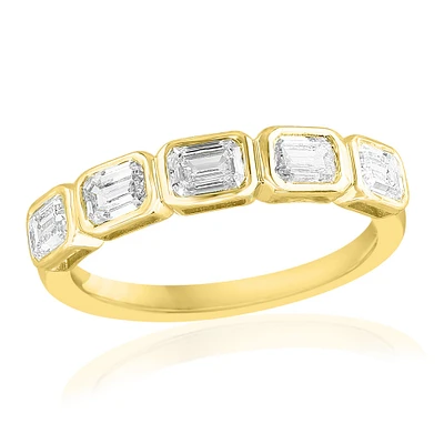 1ctw Emerald Diamond Yellow Gold Band Ring