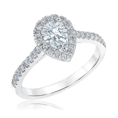 1ctw Pear Diamond Halo Platinum Engagement Ring | Couture Collection