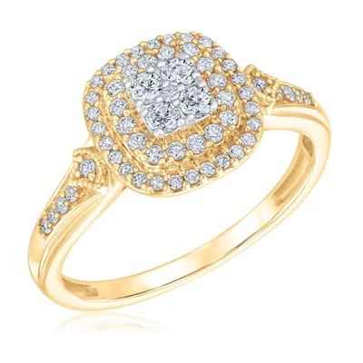 3/8ctw Cushion Diamond Composite Yellow Gold Engagement Ring | Glow Collection