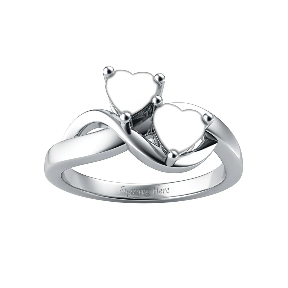 Double Heart Silver-tone Ring | Claire's US