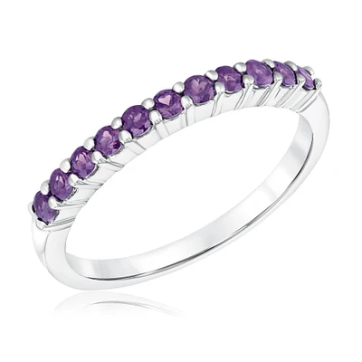 Amethyst Single Row Sterling Silver Band