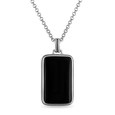 Black Onyx Sterling Silver Pendant Necklace | Men's